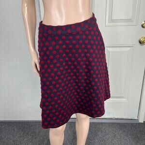 Modcloth Women's Skirt M Knit Polka Dot A-line Retro Stretch Cotton Textured II5